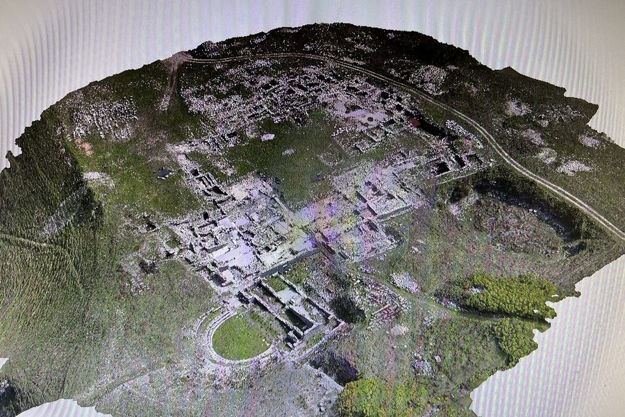 Modello tridimensionale del sito archeologico di Monte Iato da rilievo con drone
