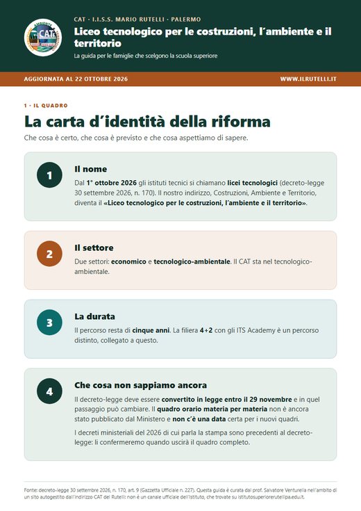 Prima pagina della brochure sul liceo tecnologico